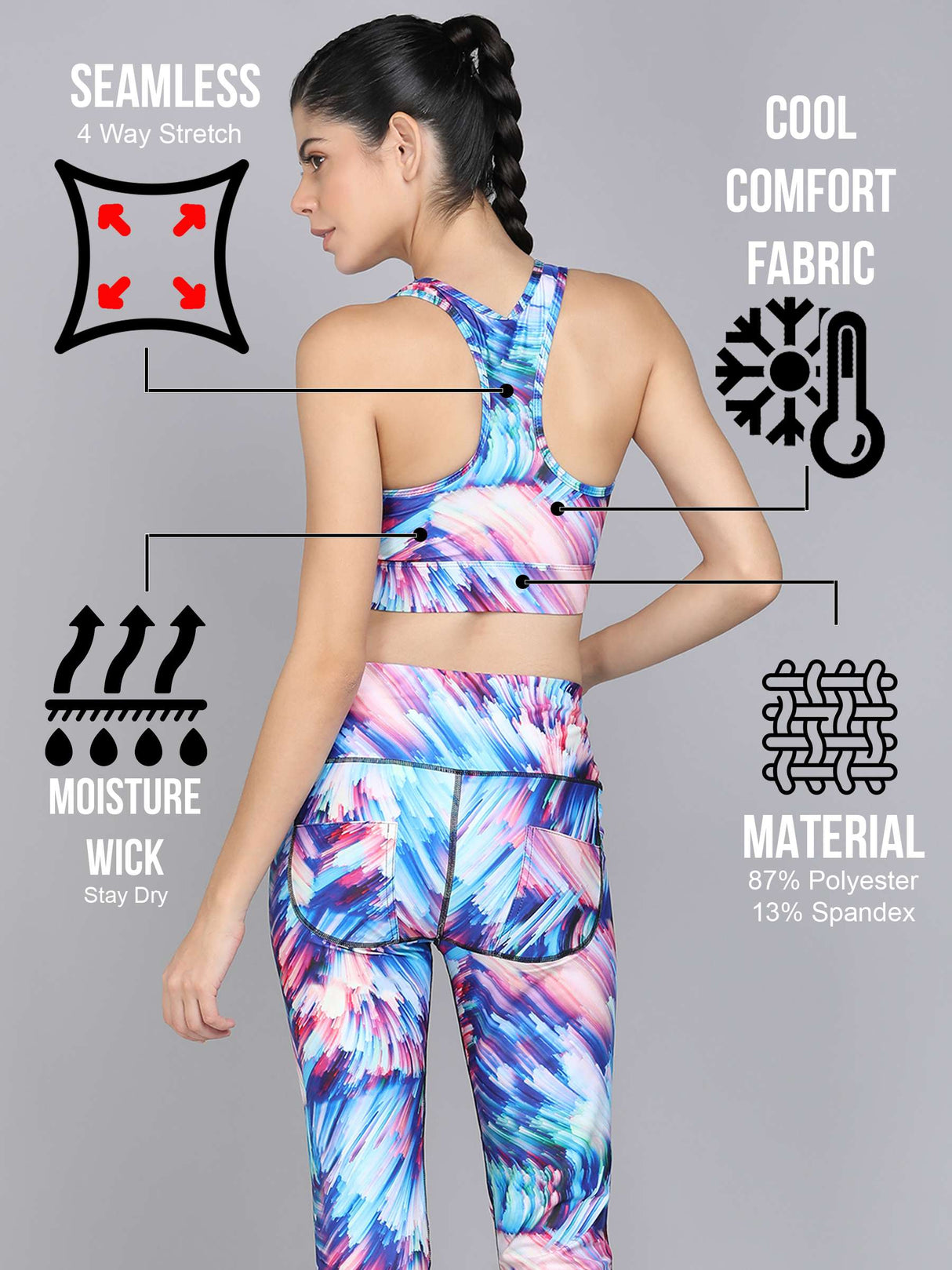 Tie Die Racerback Print Sports Bra