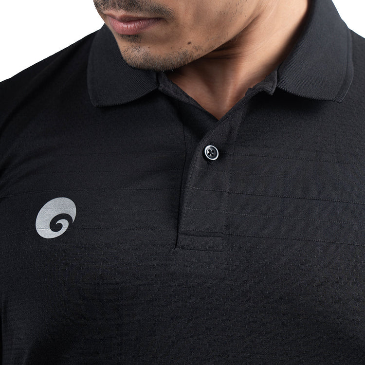 JACQUARD POLO T-SHIRT BLACK