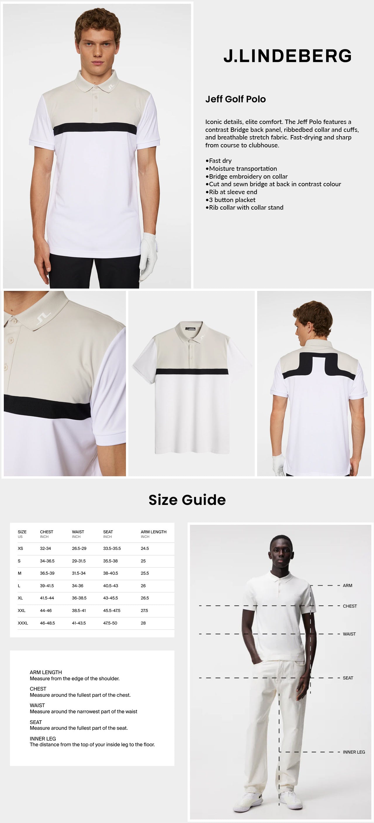 J Lindeberg Men's Jeff Golf Polo White | KIBI Sports – KIBI SPORTS
