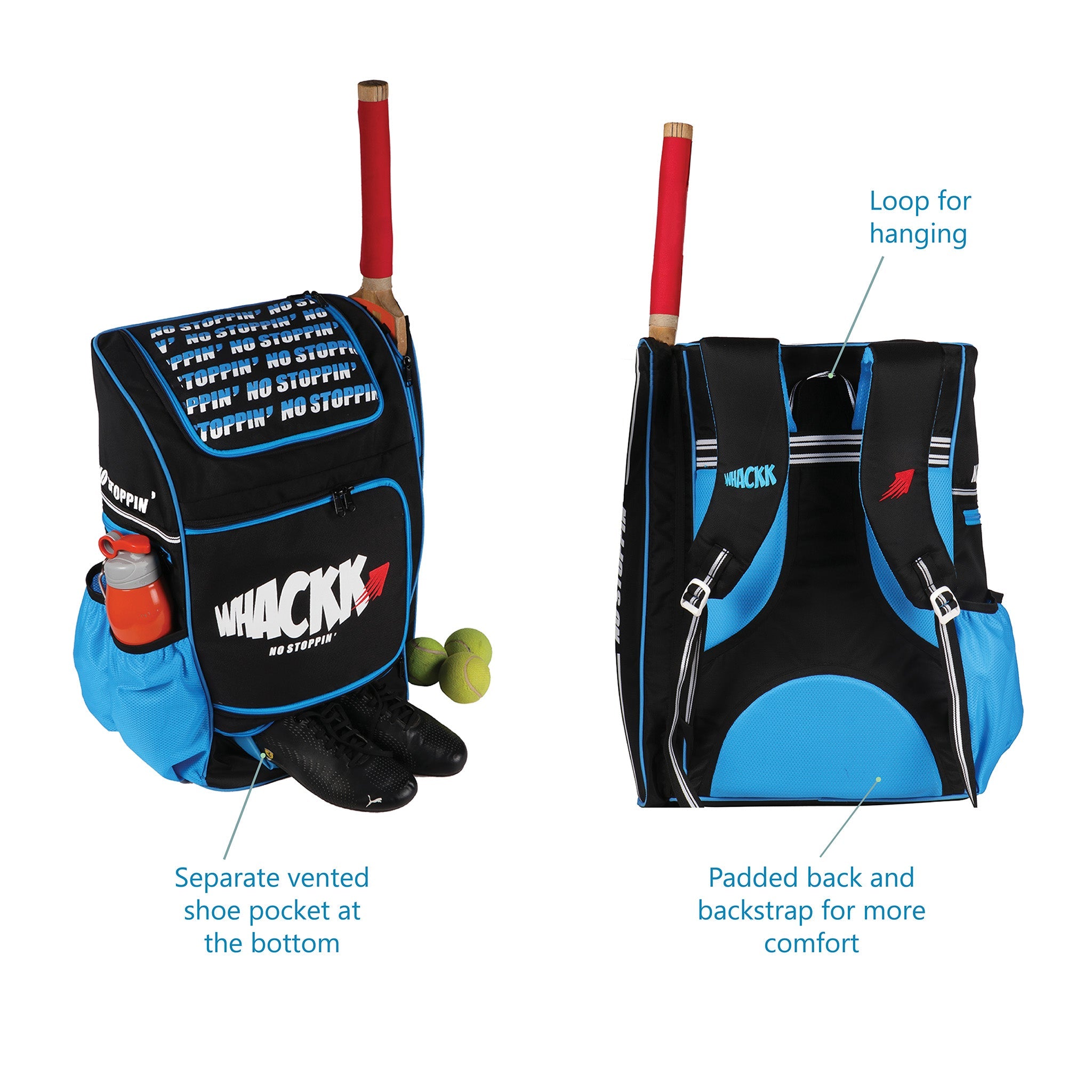 Blast Junior 37L Blue|Cricket Kit Bag |1 Pocket for Bat |2 Water Bottle Holders|Upto 10yrs Kids Kitbag |Leg pad Upto 12.5 "|Shoe & Accessories Pockets |Lightweight |Dual Opening