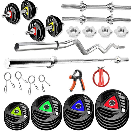 KAKSS Professional Weight Training 10kg-100kg Metal Integrated Rubber Home Gym Set (Proudly Made in  | Kakss Exporters (Kakss