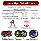 KAKSS Professional Weight Training 10kg-100kg Metal Integrated Rubber Home Gym Set (Proudly Made in India)