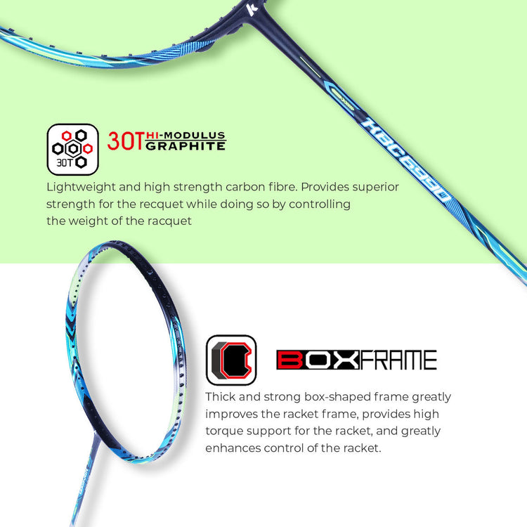 KBC 6990 Unstrung Badminton Racket (Blue) - 3U/G1