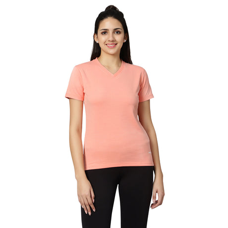 KD V Neck T-Shirt - Peach | Omtex