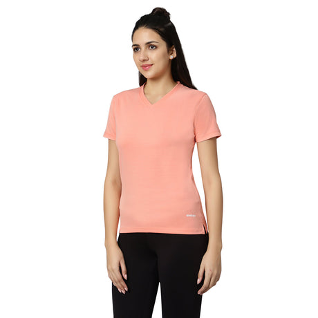 KD V Neck T-Shirt - Peach | Omtex