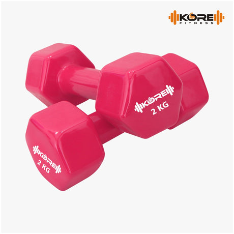 Kore Professional Vinyl 1-10 Kg (Set of Two) Dumbbells Home Gym Exercise Equipment for Men & Women ( | Kushal Rubber Industri