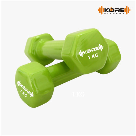 Kore Professional Vinyl 1-10 Kg (Set of Two) Dumbbells Home Gym Exercise Equipment for Men & Women ( | Kushal Rubber Industri