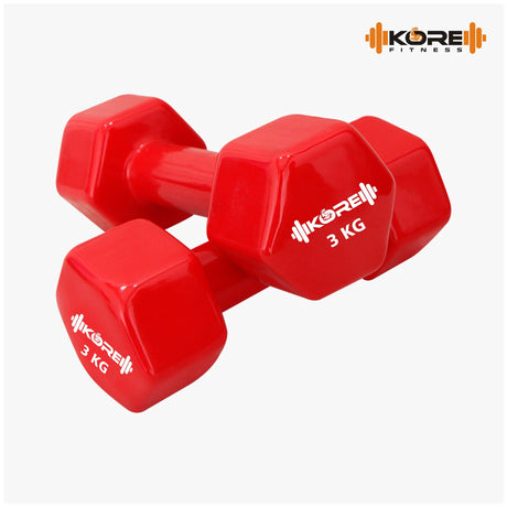 Kore Professional Vinyl 1-10 Kg (Set of Two) Dumbbells Home Gym Exercise Equipment for Men & Women ( | Kushal Rubber Industri