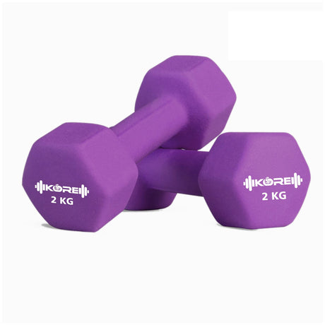 Kore Professional Neoprene 1-10 Kg (Set of Two) Dumbbells Home Gym Exercise Equipment for Men & Wome | Kushal Rubber Industri
