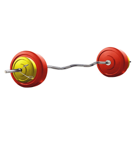 Kore Premium 10-50 kg Coloured Solid Rubber Fitness Kit with One 3 Ft Curl and One Pair Dumbbell Rod | Kushal Rubber Industri