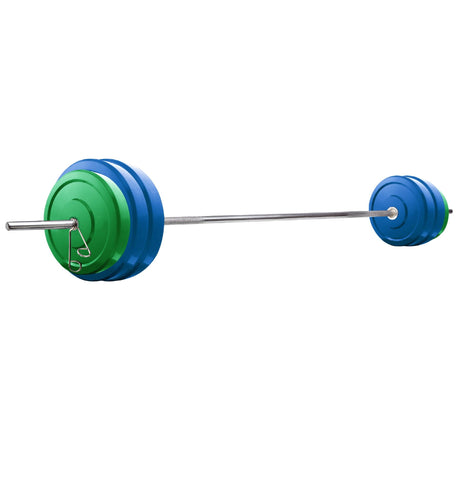 Kore Premium 10-50 kg Coloured Solid Rubber Fitness Kit with One 4 Ft Plain and One Pair Dumbbell Ro | Kushal Rubber Industri