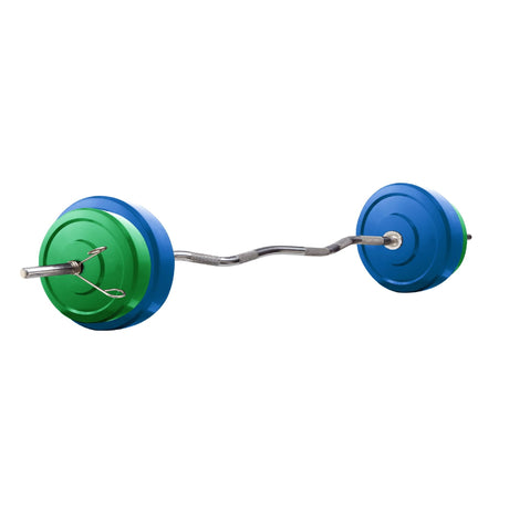 Kore Premium 10-50 kg Coloured Solid Rubber Fitness Kit with One 3 Ft Curl and One Pair Dumbbell Rod | Kushal Rubber Industri