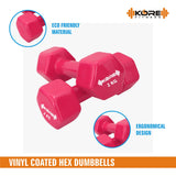 Kore Professional Vinyl 1-10 Kg (Set of Two) Dumbbells Home Gym Exercise Equipment for Men & Women (DM-VINYL-COMBO16)