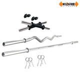 Kore PVC 10-100 kg Home Gym Set with One 3 Ft Curl + 5 Ft Plain Rod and One Pair Dumbbell Rods (PVC-COMBO2-WB-WA)