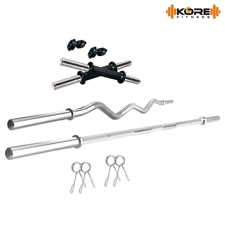 Kore PVC 10-100 kg Home Gym Set with One 3 Ft Curl + 5 Ft Plain Rod and One Pair Dumbbell Rods (PVC- | Kushal Rubber Industri