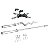 Kore PVC 20-100 kg Home Gym Set with One 3 Ft Curl + 5 Ft Plain Rod and One Pair Dumbbell Rods with Flat Bench and Gym Accessories (PVC-COMBO7)