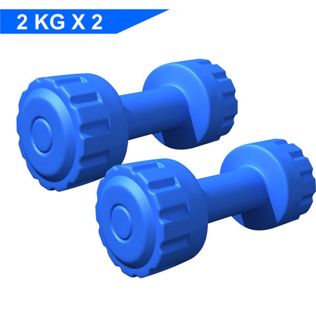 Kore PVC 1-5 Kg Dumbbells Set and Fitness Kit for Men and Women Whole Body Workout (Fixed, Blue) (DM | Kushal Rubber Industri