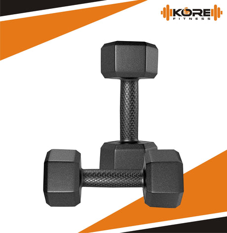 Kore PVC 1-5 Kg Dumbbells Set and Fitness Kit for Men and Women Whole Body Workout (Fixed, Black) (D | Kushal Rubber Industri