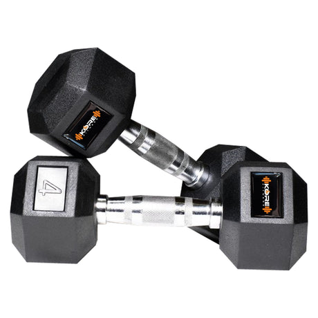 Kore Rubber Coated Professional 1-20 Kg (Set of Two) Hexa Fixed Dumbbells Home Gym Exercise Equipmen | Kushal Rubber Industri