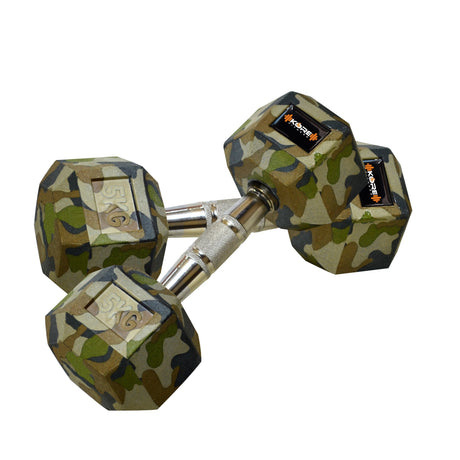Kore Rubber Coated Professional 2.5-10 Kg (Set of Two) Hexa Fixed Dumbbells Home Gym Exercise Equipm | Kushal Rubber Industri