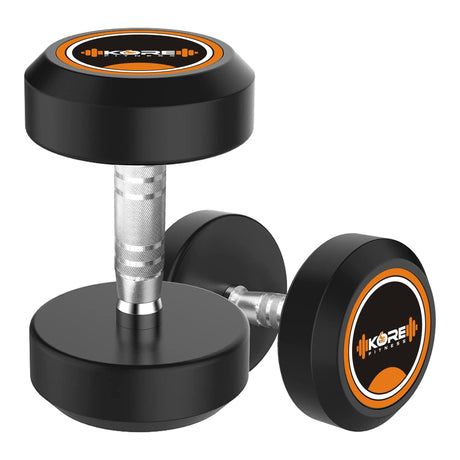 Kore Rubber Coated Bouncer 2.5-25 Kg (Set of Two) Fixed Dumbbells Home Gym Exercise Equipment for Me | Kushal Rubber Industri