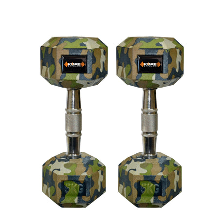 Kore Rubber Coated Professional 2.5-10 Kg (Set of Two) Hexa Fixed Dumbbells Home Gym Exercise Equipm | Kushal Rubber Industri
