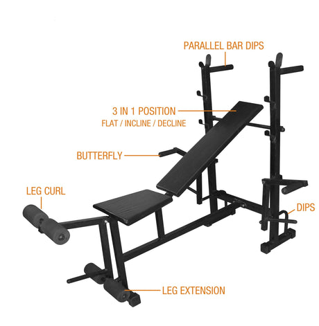 Kore (Flat/3-in-1/6-in-1/8-in-1) Multi Functional Fitness Bench for Multiple Workouts and Strength T | Kushal Rubber Industri