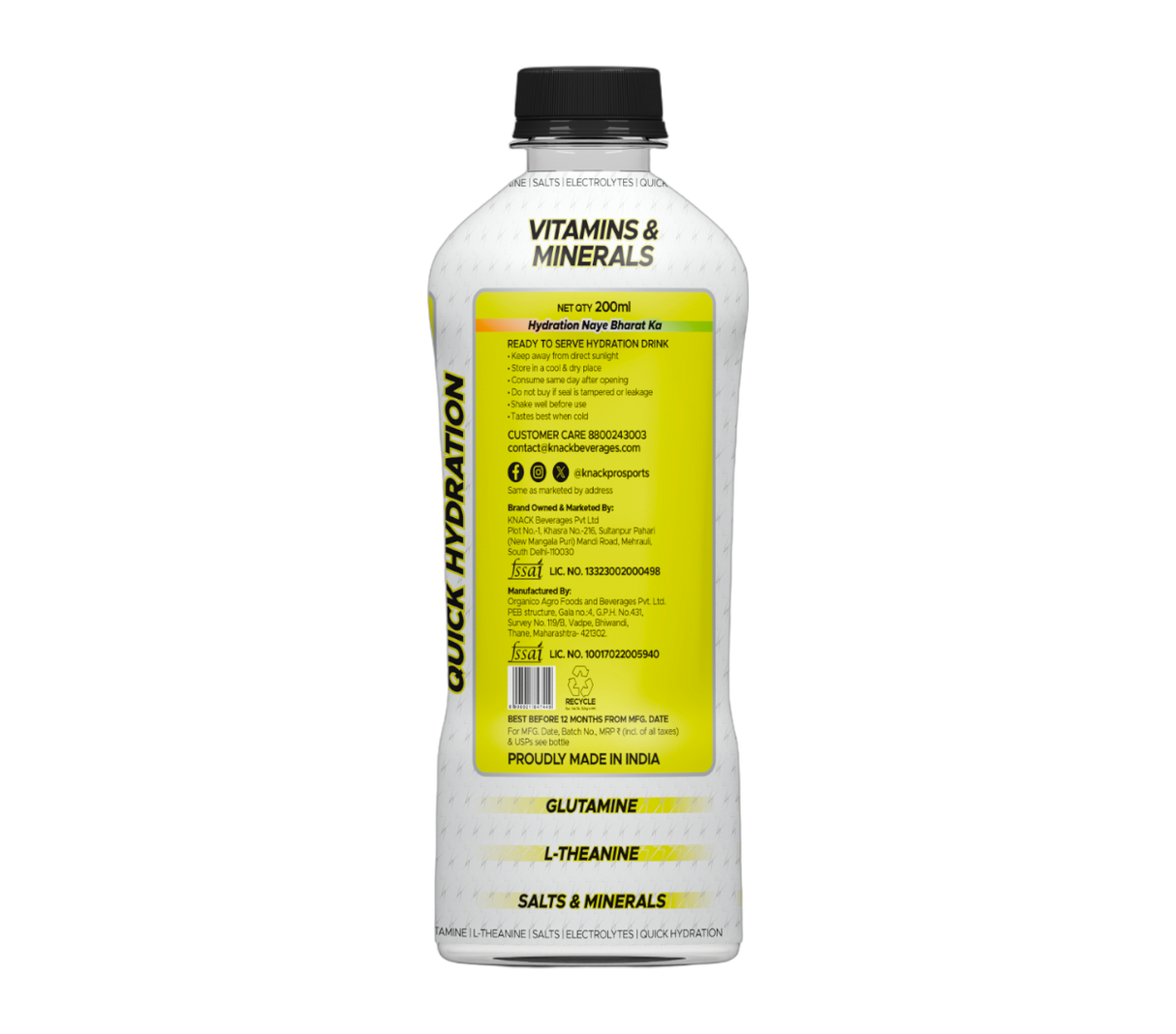 Knack Pro Sports 200ml Pack of 8 (Lemon Flavour) PET Bottles