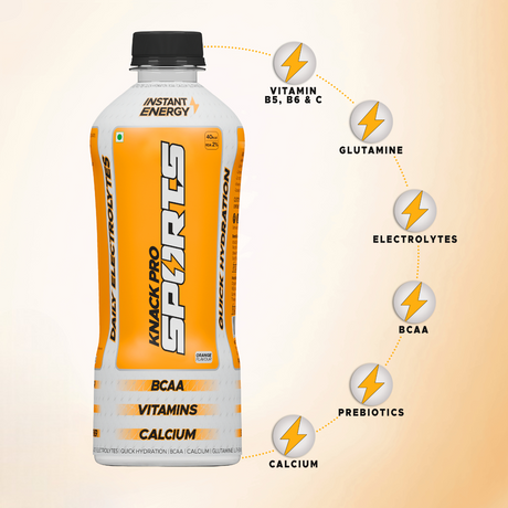 Knack Pro Sports 200ml Pack of 8 (Orange Flavour) PET Bottles