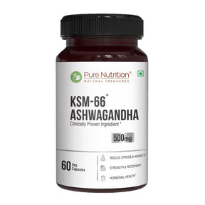 KSM-66 Ashwagandha 500mg  Standardized Root Extract | Stress & Vitality - Nutrition by Pure Nutrition
