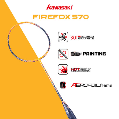 Firefox 570 Unstrung Badminton Racket(Orange) - 3U/G1