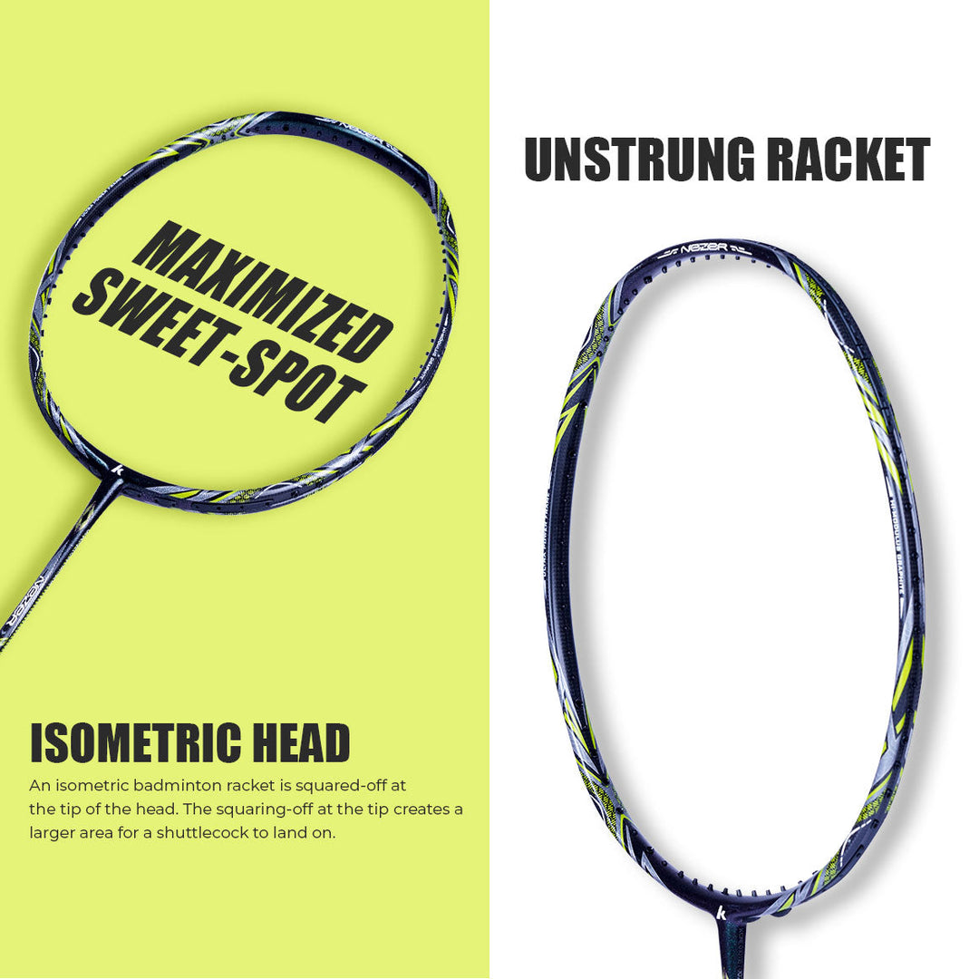 Nezer 19 II Unstrung Badminton Racket(Red/Green)-3U/G1