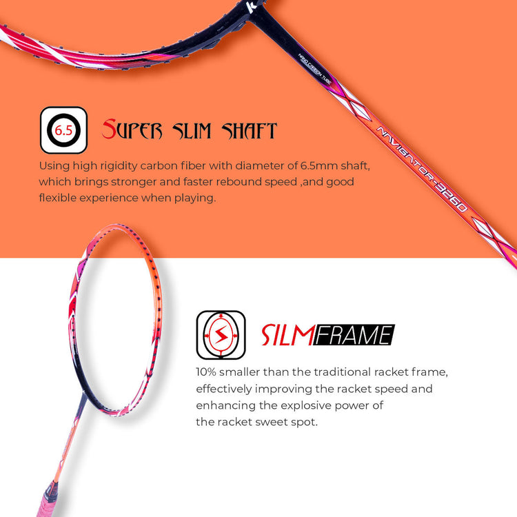 Navigator 3260 Unstrung Badminton Racket(Orange) - 3U/G1