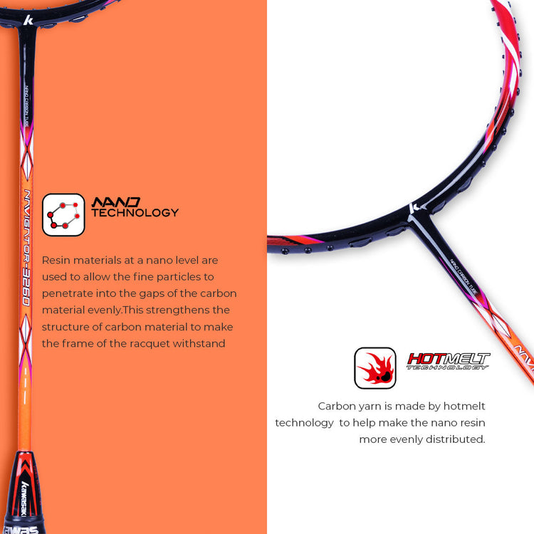 Navigator 3260 Unstrung Badminton Racket(Orange) - 3U/G1