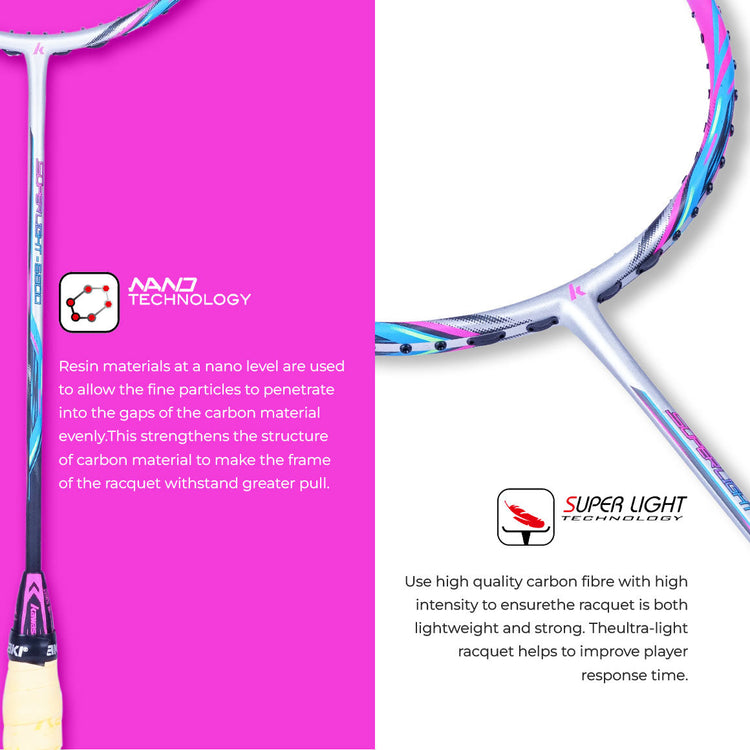 Super Light 6800 Unstrung Badminton Racket (Purple)-6U/G1