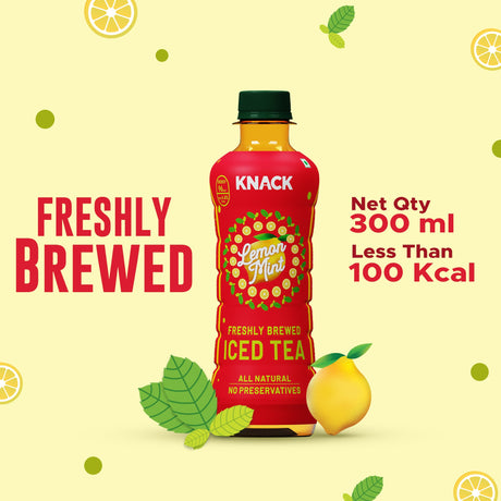Knack Lemon Mint Iced Tea (PET Bottles) 300ml Pack of 12