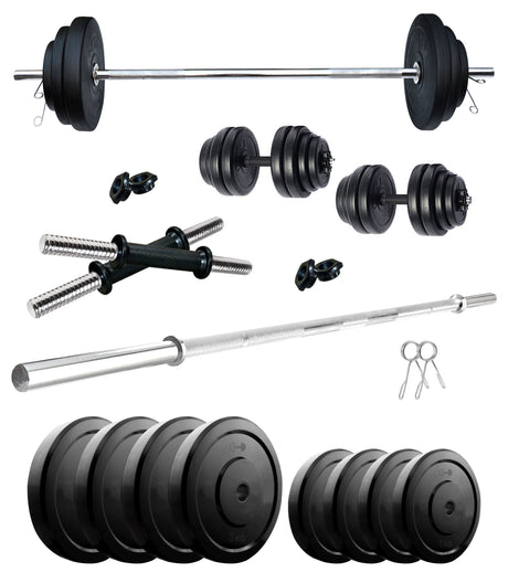 Kore 10-100 kg Home Gym Set with One 4 Ft Plain and One Pair Dumbbell Rods (COMBO9-WB-WA) | Kushal Rubber Industries / Kore F