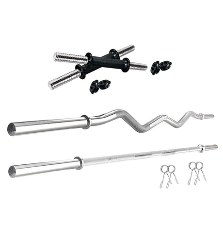 Kore 10-50 kg Home Gym Set with One 3 Ft Curl + 3 Ft Plain Rod and One Pair Dumbbell Rods (COMBO343- | Kushal Rubber Industri