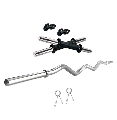Kore 10-50 kg Home Gym Set with One 3 Ft Curl and One Pair Dumbbell Rods with Gym Accessories (COMBO | Kushal Rubber Industri