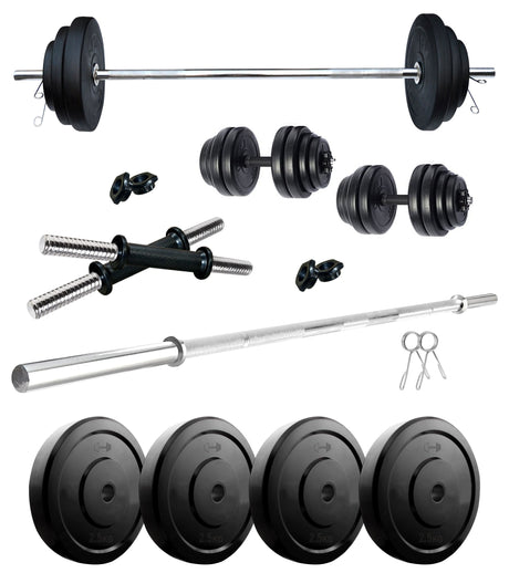 Kore 10-50 kg Home Gym Set with One 3 Ft Plain and One Pair Dumbbell Rods (COMBO43-WB-WA) | Kushal Rubber Industries / Kore F