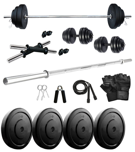 Kore 10-50 kg Home Gym Set with One 3 Ft Plain and One Pair Dumbbell Rods (COMBO43-WB-WA) | Kushal Rubber Industries / Kore F