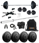 Kore 10-50 kg Home Gym Set with One 3 Ft Plain and One Pair Dumbbell Rods with Gym Accessories (COMBO43)