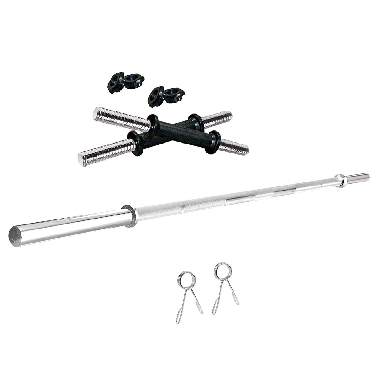 Kore PVC 10-100 kg Home Gym Set with One 4 Ft Plain and One Pair Dumbbell Rods with Gym Accessories (PVC-COMBO9)