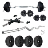 Kore PVC 10-50 kg Home Gym Set with One 3 Ft Curl and One Pair Dumbbell Rods (PVC-COMBO3-WB-WA)