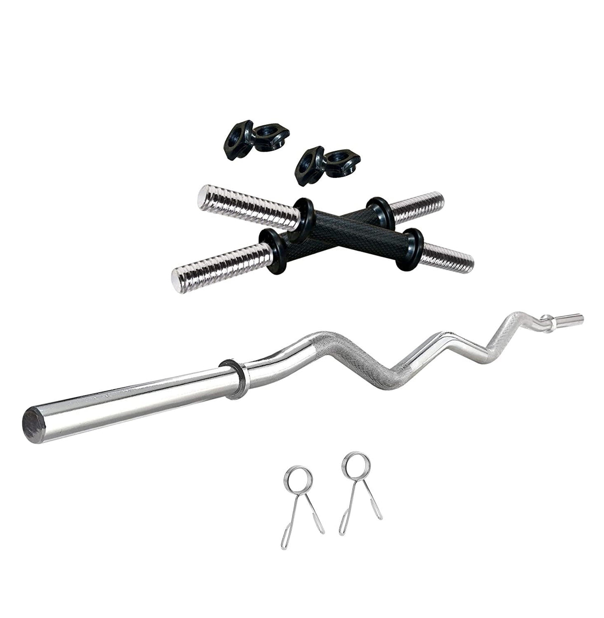 Kore PVC 10-50 kg Home Gym Set with One 3 Ft Curl and One Pair Dumbbell Rods (PVC-COMBO3-WB-WA)
