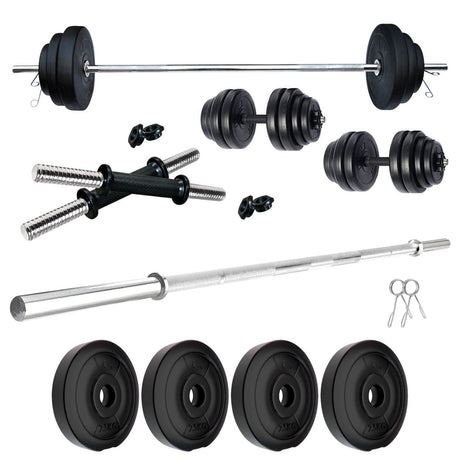 Kore PVC 10-50 kg Home Gym Set with One 3 Ft Plain and One Pair Dumbbell Rods (PVC-COMBO43-WB-WA) | Kushal Rubber Industries 