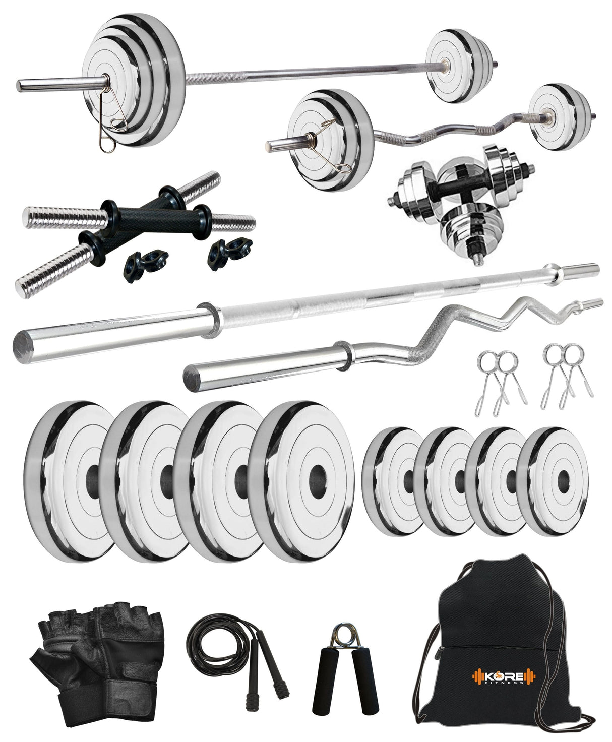 Kore Professional Steel 10-100 kg with One 3 Ft Curl + 5 Ft Plain Rod