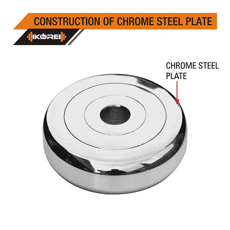 Kore Professional Steel 10-100 kg with One 3 Ft Curl + 5 Ft Plain Rod | Kushal Rubber Industries / Kore Fitness