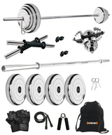 Kore Professional Steel 10-100 kg Home Gym Set with One 4 Ft Plain and One Pair Dumbbell Rods with Gym Accessories (SP-COMBO9)