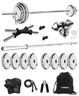 Kore Professional Steel 10-100 kg Home Gym Set with One 4 Ft Plain and One Pair Dumbbell Rods with Gym Accessories (SP-COMBO9)